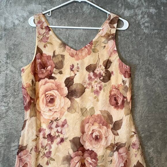 Vintage Floral Midi Dress Cottagecore Sleeveless Summer Dress Size Large 90s - Picture 3 of 6